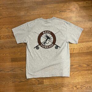Reel Threads Fly Fishing Graphic T-Shirt Men’s Large Gray